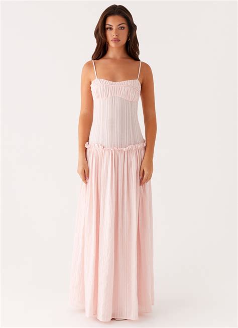 Jacinda Drop Waist Maxi Dress - Pink – Peppermayo UK
