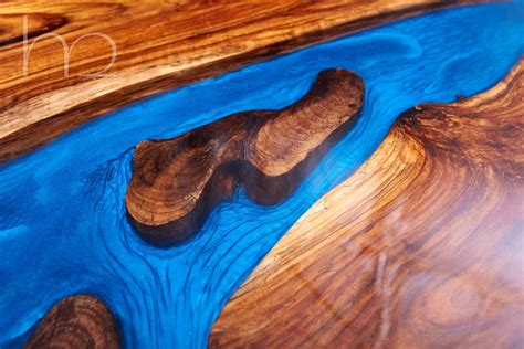 Walnut Wood Large Coffee Table Modern Contemporary Epoxy Resin Coffee