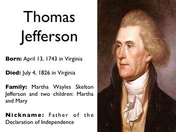 American Revolutionary War - Thomas Jefferson PowerPoint | TpT