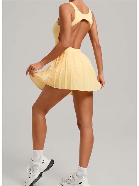 Wholesale custom logo women's backless sports dress pleated yoga skirt