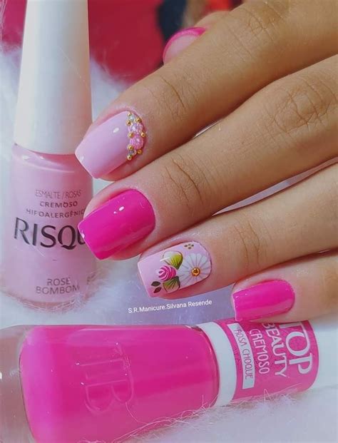 Unha Da Mão Decorada - Unha da mao decorada | Unhas decoradas curtas, Unhas divertidas, Unhas rosa