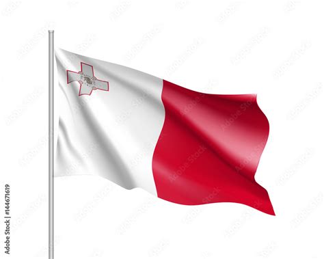 National flag of Malta republic. Patriotic sign in official country ...