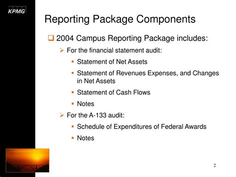 completing  reporting package  stand  financial