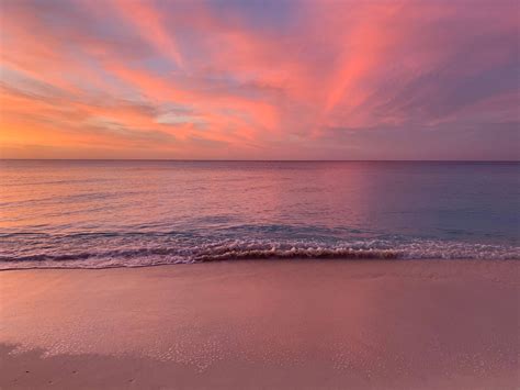 pink sunset clouds beach