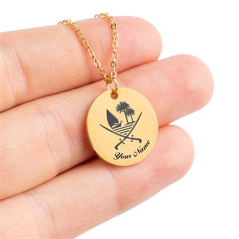 qatar national emblem necklace country necklace minimalist etsy