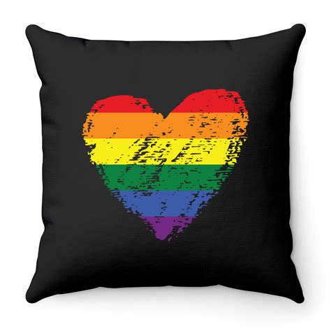 Vintage Gay Throw Pillows Rainbow Flag Colored Heart LGBTQ+ Lesbian Gay