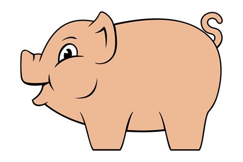 simple cartoon pig vector clipart isolated  white  vector
