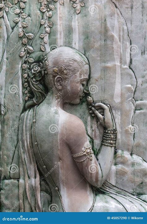 Thai Ancient Angel Stone Carving Stock Photo - Image of buddhism ...