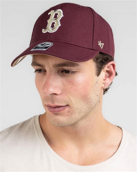 Shop Forty Seven Boston Red Sox Sure Shot Snapback 47 MVP Cap In Dark Maroon - Fast Shipping ...