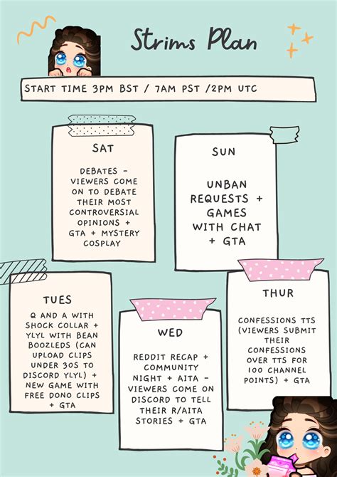lydia violet on Twitter: "new weekly stream schedule woop woop!! see