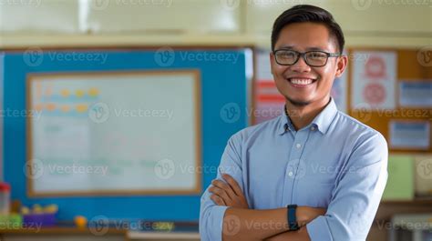 confidente filipino masculino profesor en salón de clases ajuste con