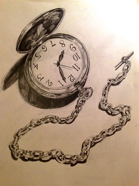 Pocket Watch Drawing With Chain - Allowing you to express your style when worn with a ring chain ...