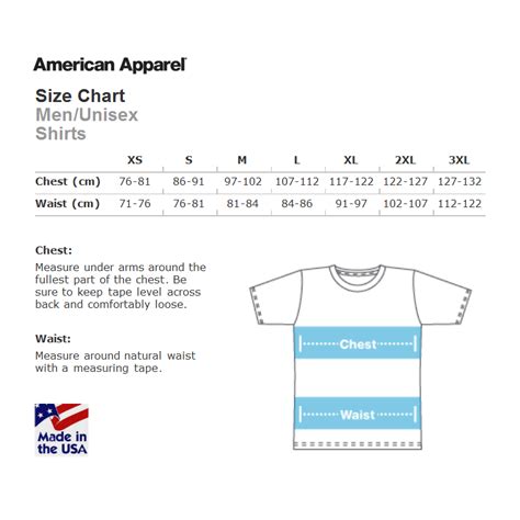 American Apparel Size Charts - Hypercandy