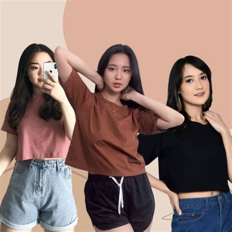 jual cheron  kaos crop tee polos oblong wanita baju distro cewek