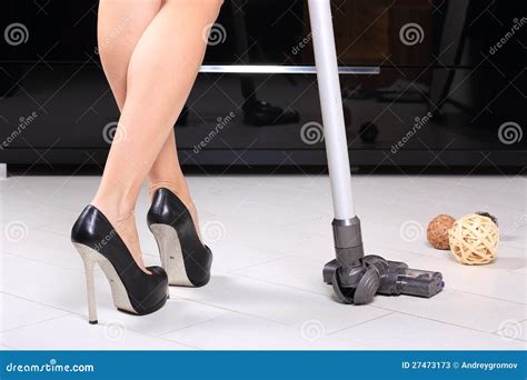 Woman vacuuming stock image. Image of work, heel, legs - 27473173