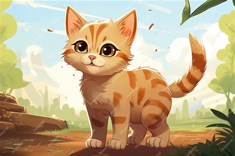 Desenho de gatinho fofo em estilo de pintura em aquarela Ilustração ...