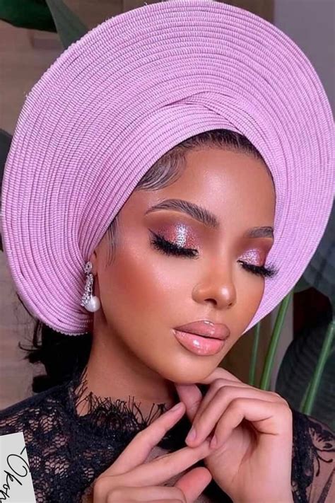 Africa party, Lavender Nigeria Gele headtie hat, Aso-Oke Fabric,gele