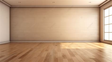Empty Room With Cream Wall And Wooden Floor In 3d Rendering Background ...