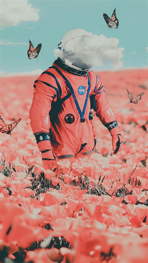 1080x1920 Astronaut In Butterflies 5k Iphone 7,6s,6 Plus, Pixel xl ,One ...