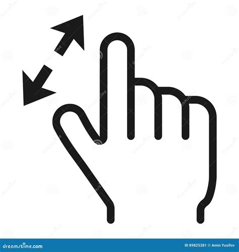 2 Finger Zoom in Line Icon, Touch and Gesture Stock Vector