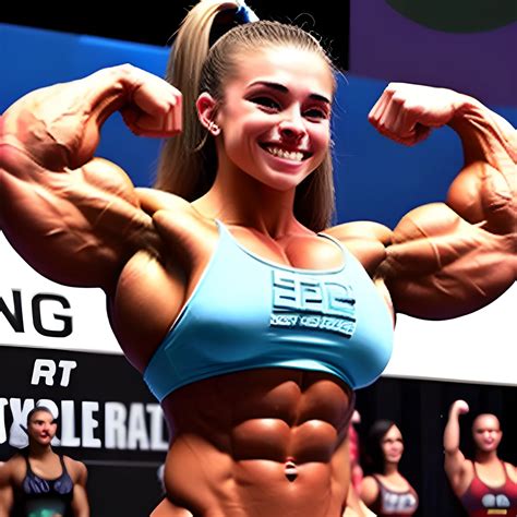 20 year old hyper muscled female bodybuilder with 25 inch biceps