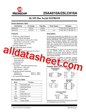 25AA010A Datasheet(PDF) - Microchip Technology