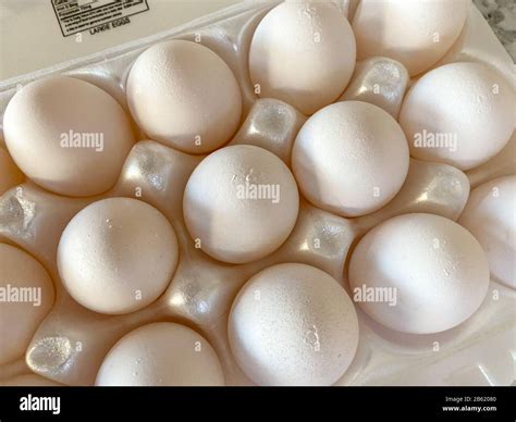 Fresh white eggs in an egg carton Stock Photo - Alamy