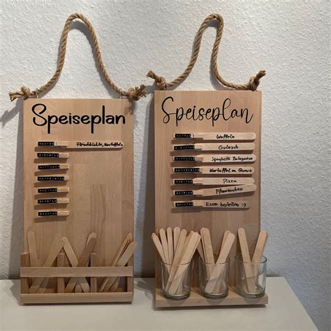 Speiseplan / Tafel / Holz / Essensplan mit Lieblingsgerichten