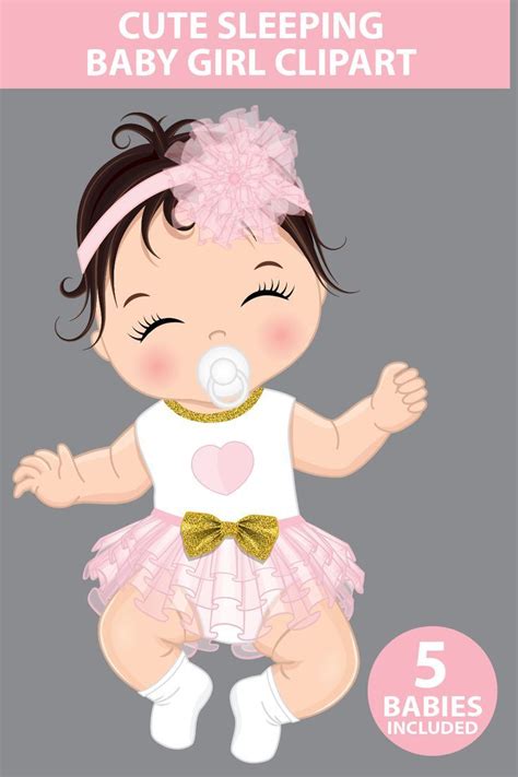 Sleeping Baby Girl Clipart, Vector Newborn, Ruffled Diaper Clipart ...