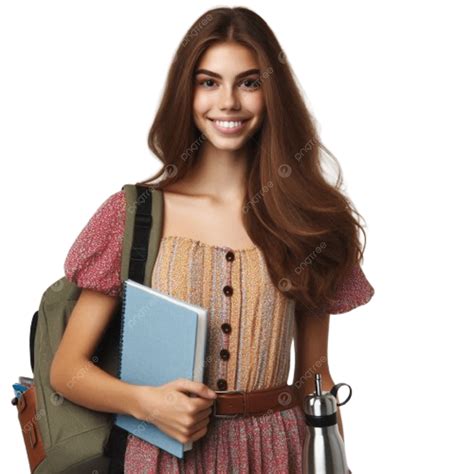 3d Beautiful College Girl With Begs And Books In Her Hand, 3d Beautiful