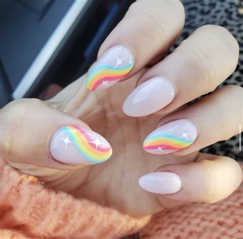 Rainbow pastel nails wavy – Artofit