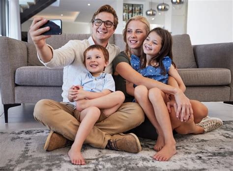Premium Photo | Selfie phone and family with a man taking a picture ...