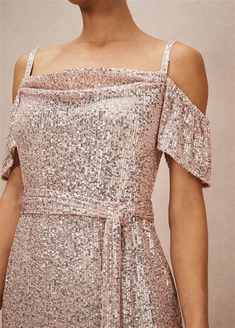 Poppy Off The Shoulder Sequin Dress | Phase Eight UK