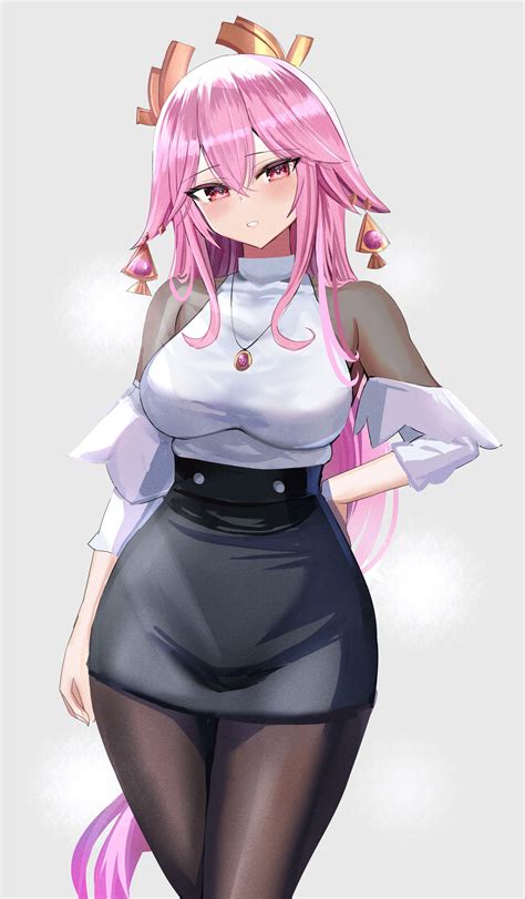 yae miko (genshin impact) drawn by hanasaka_houcha | Danbooru