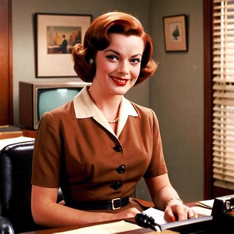 Retro vintage 1950s office worker in office business environment | Premium AI-generated image