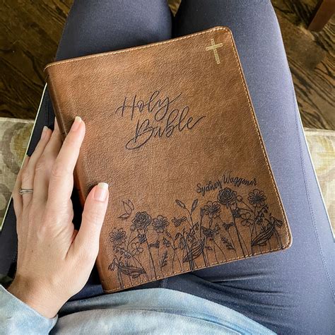 Personalized niv journaling bible grass and flowers add your name