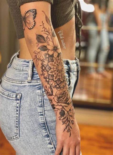 Girly Tattoo Sleeve Ideas For Women