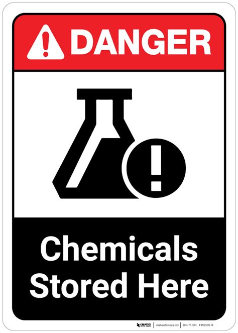 Danger: Chemicals Stored Here ANSI Portrait with Icon | Creative Safety