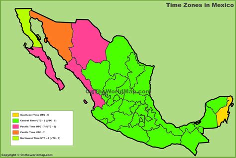 Mexico time zones map