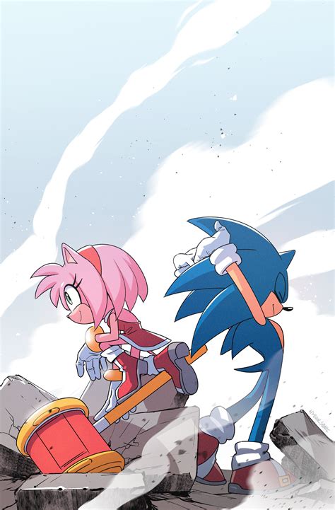 sonic the hedgehog and amy rose (sonic) drawn by hyeon_sonic | Danbooru