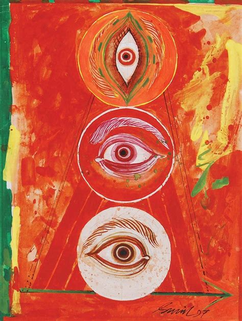 sunil das durga  mixed media  board red yellow green