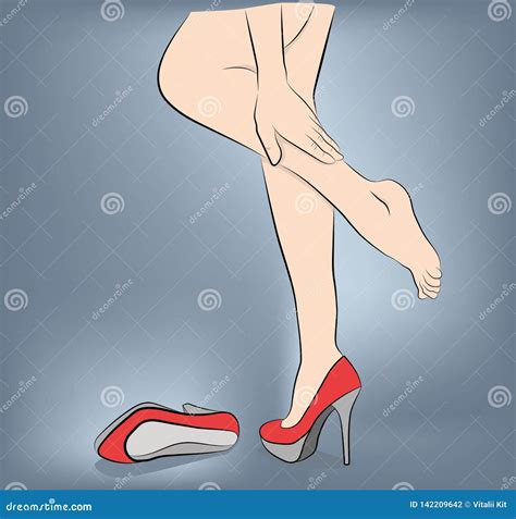 Woman in High Heels. Leg Fatigue. Vector Illustration Stock Vector