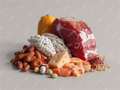 Premium Photo | Assortment of protein sources including red meat cheese
