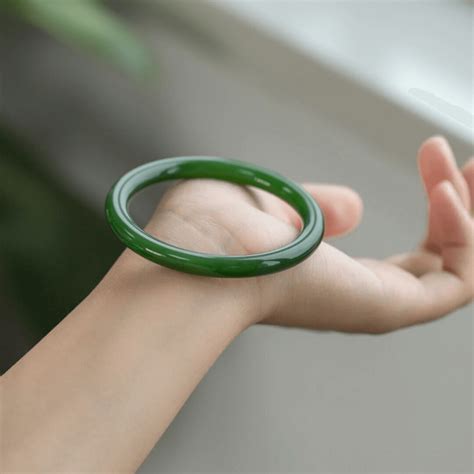 thin jade bangle  green crystal