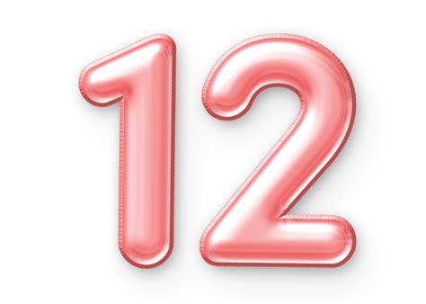 12 Number Balloon Pink 24652360 PNG