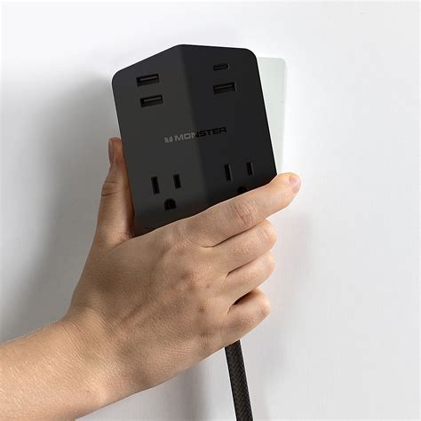 Best Buy: Monster Power Shield: Magnetic Wall Outlet Extender Black ...