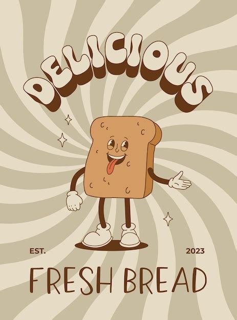 Premium Vector | Vector cartoon retro mascot of bread pastry burger ...