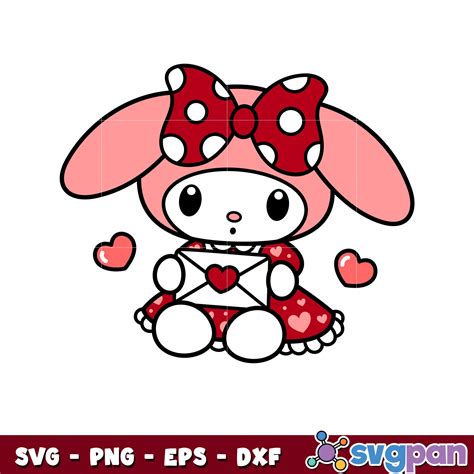 My melody love letter svg, hello kitty valentine, sanrio svg – svgpan
