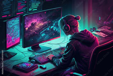 adult playing video games  pc  keyboard  mousepad gamer