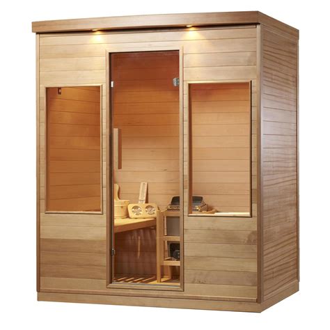 Aleko Canadian Hemlock 4-Person Indoor Wet Dry Steam Sauna With 4.5 kW
